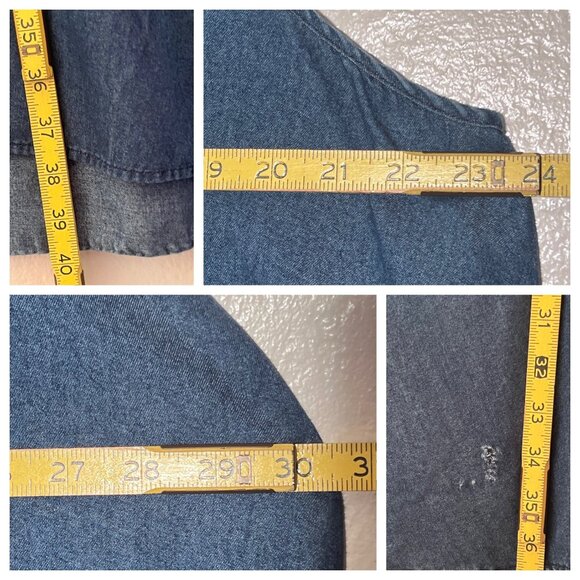 Mie Gabriele 1X Sleeveless Denim Tunic ShirtDress Button Front Closure Y2K - Picture 4 of 16